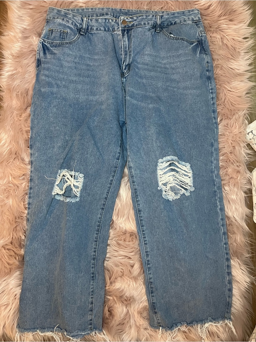 SHEIN Light Blue Denim Distressed Plus Size 3X